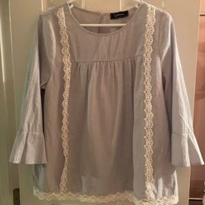 Swagger Blouse Size Large Blue Striped-Boutique Style